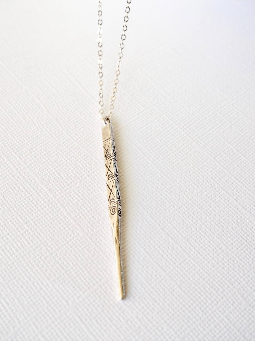Sterling Silver Engraved Spike Pendant Necklace